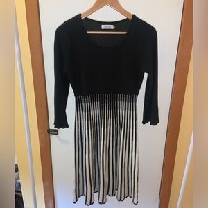 Calvin Klein black & white knit dress